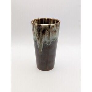 Vintage Replacement USA Brown Drip Glaze Pottery Cup 12 oz Tumbler 5.5” Tall